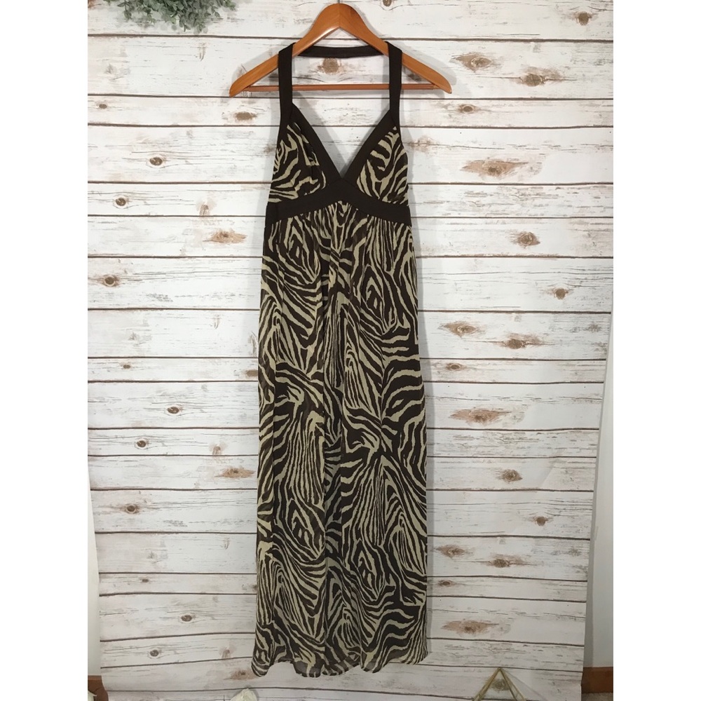 ZEBRA V NECK HALTER TOP MAXI DRESS
